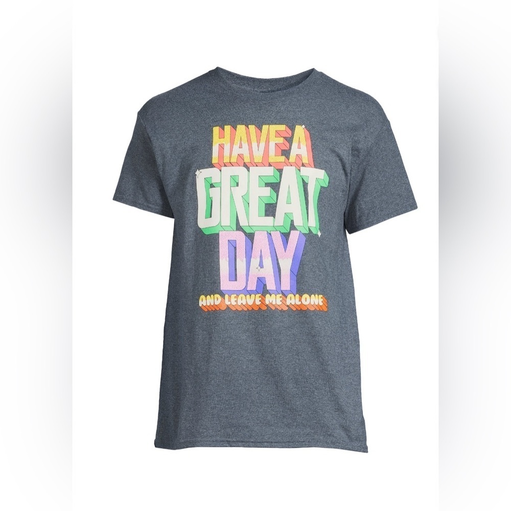 Men Gray Graphic Tee - Have a Great Day XL